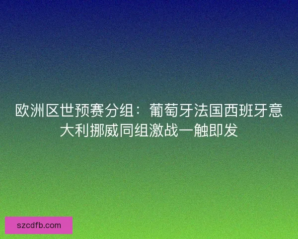 欧洲区世预赛分组：葡萄牙法国西班牙意大利挪威同组激战一触即发