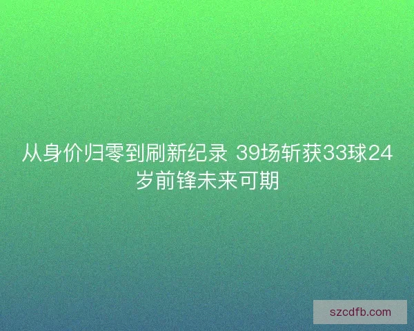 从身价归零到刷新纪录 39场斩获33球24岁前锋未来可期